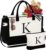 YOOLIFE Mothers Day Gifts – Initial Canvas Tote Bag & Makeup Bag, Birthday Gifts for Women Mom Sister Friends